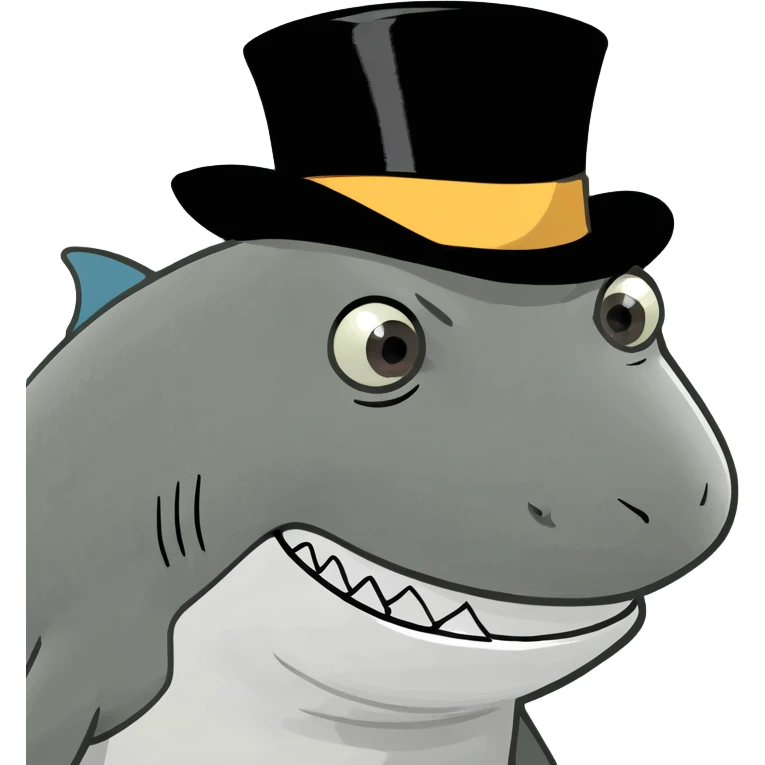 Shark with a top hat emoji