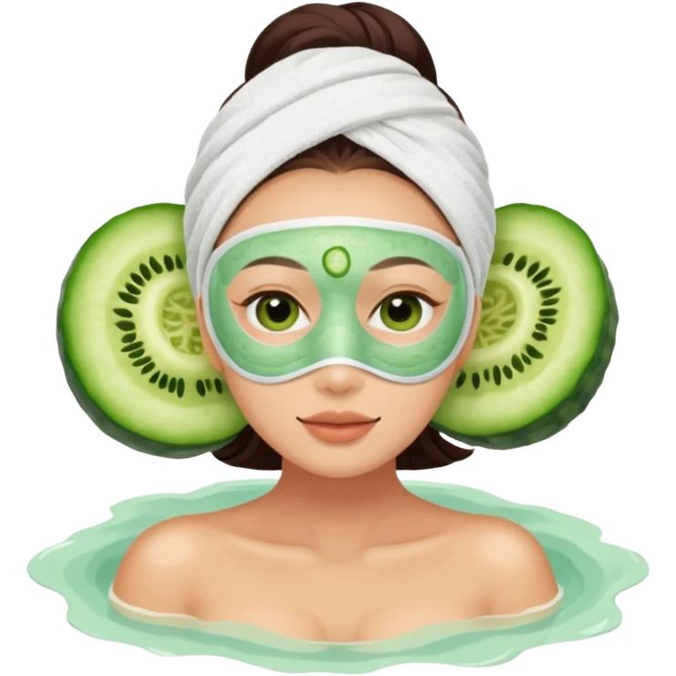Lady with face mask monster spa beauty full face relaxing hot emoji