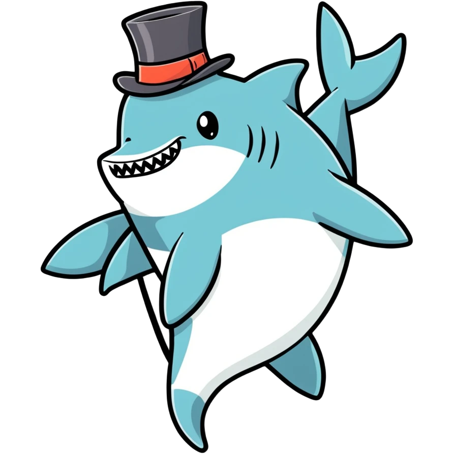 Shark with a top hat emoji