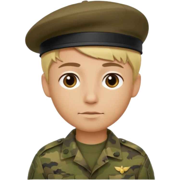 a soldier with short blonde hair in camo male in a beret  emoji
