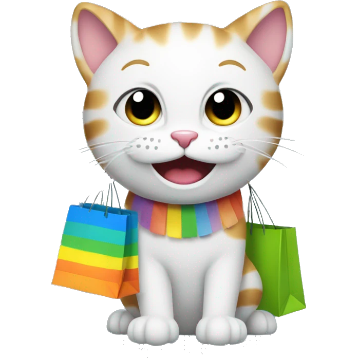 happy gay cat with shopping bags emoji