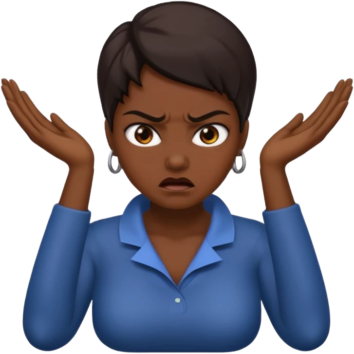 woman putting both hands around her neck angry emoji