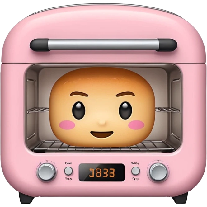 Cute emoji-style Ninja Combi countertop oven, pastel pink appliance, rounded edges, soft highlights, simple shadows, modern kitchen gadget aesthetic, kawaii but realistic, centered, white background emoji