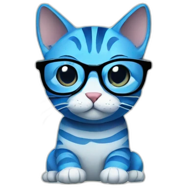 striped blue cat with glasses emoji