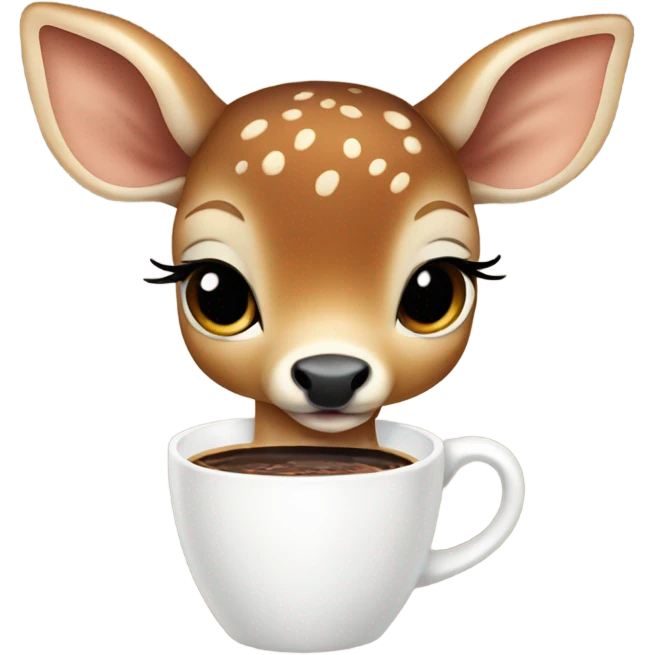  Baby deer drinking iced coffee emoji