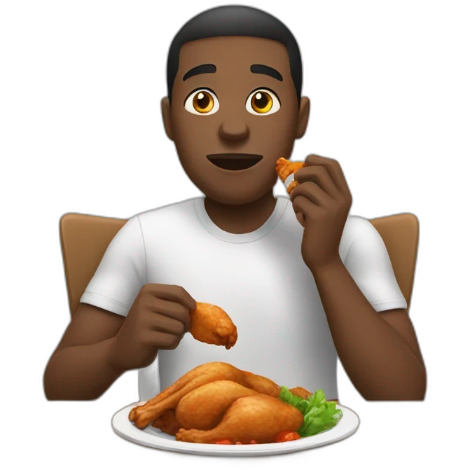 Black man eating chicken emoji