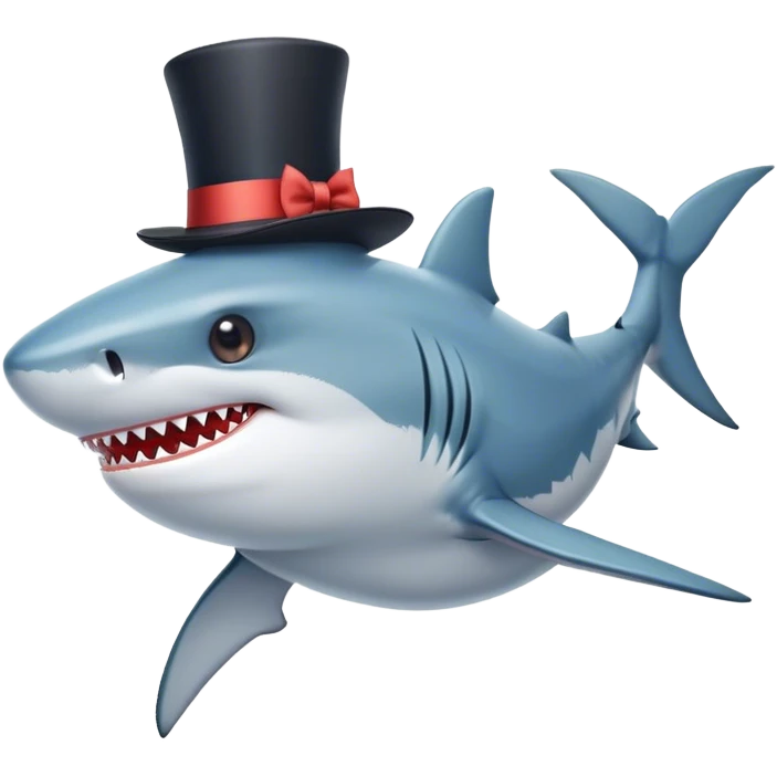 Shark with a top hat emoji
