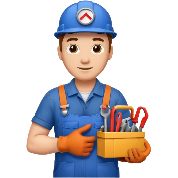 Plumber + toolbox + gloves, Repair Crew. emoji