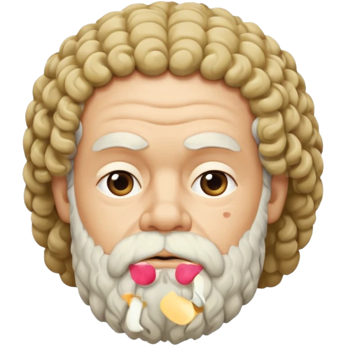 Socrates thinking, looking up, curly hair, ancient philosopher emoji