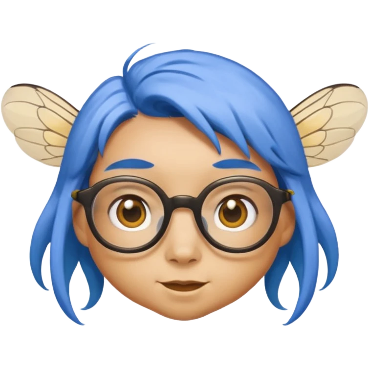bee with blue hair and spectacles and wings emoji