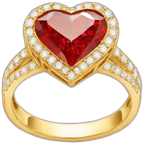 Red Diamond heart gold ring emoji