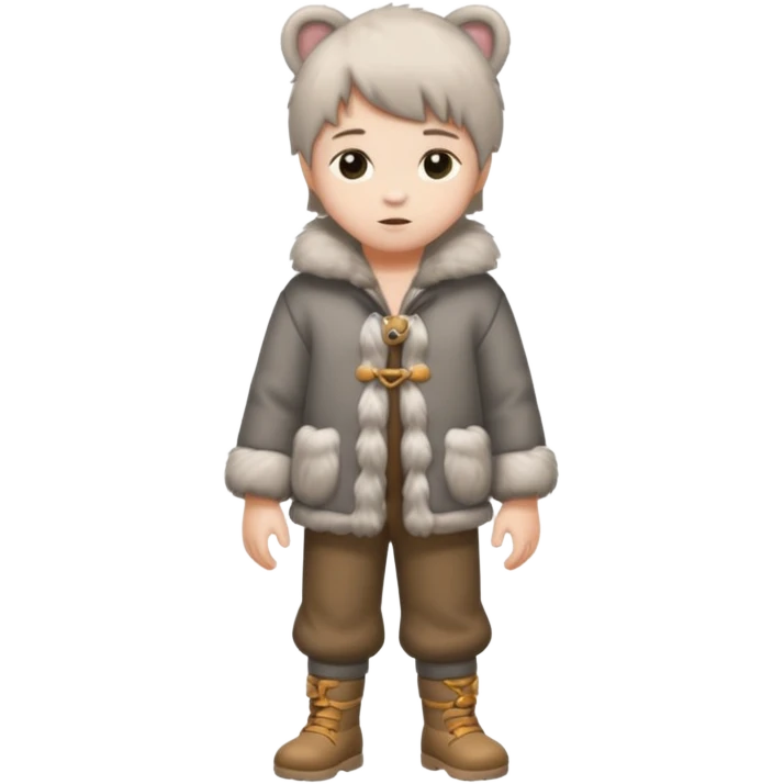 a full body of kid wearing fur clothing, playing stone



















 emoji