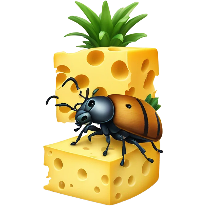 Cheese with beetle and pineapple wearing underway emoji