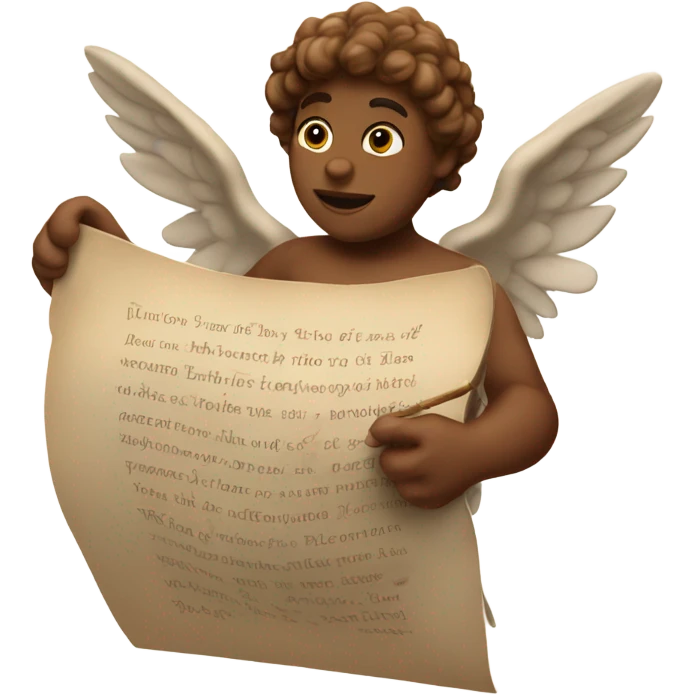 Realistic Photo of cupid poetry scrol emoji