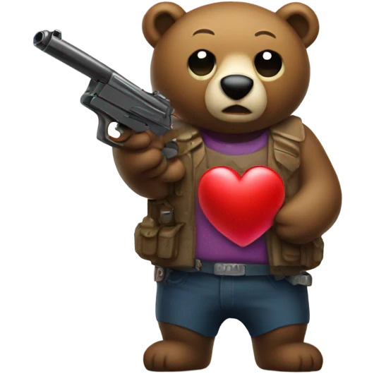 bear shooting hearts from gun emoji