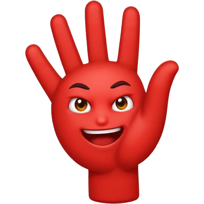 emoji con cara de enojado de color rojo con un brazo amenazando emoji