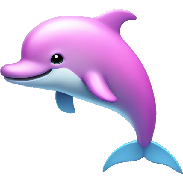 Pink fluffy dolphin with wings and horn emoji