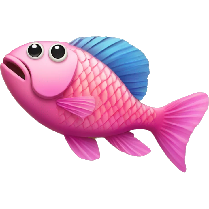 Pink fish lying on the beach emoji