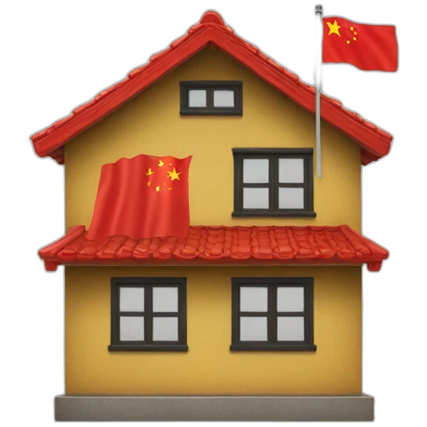 House emoji together with china flag emoji
