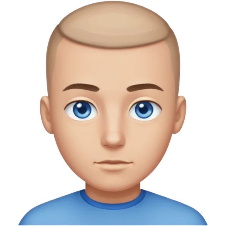 A guy with a buzzcut and blue eyes emoji