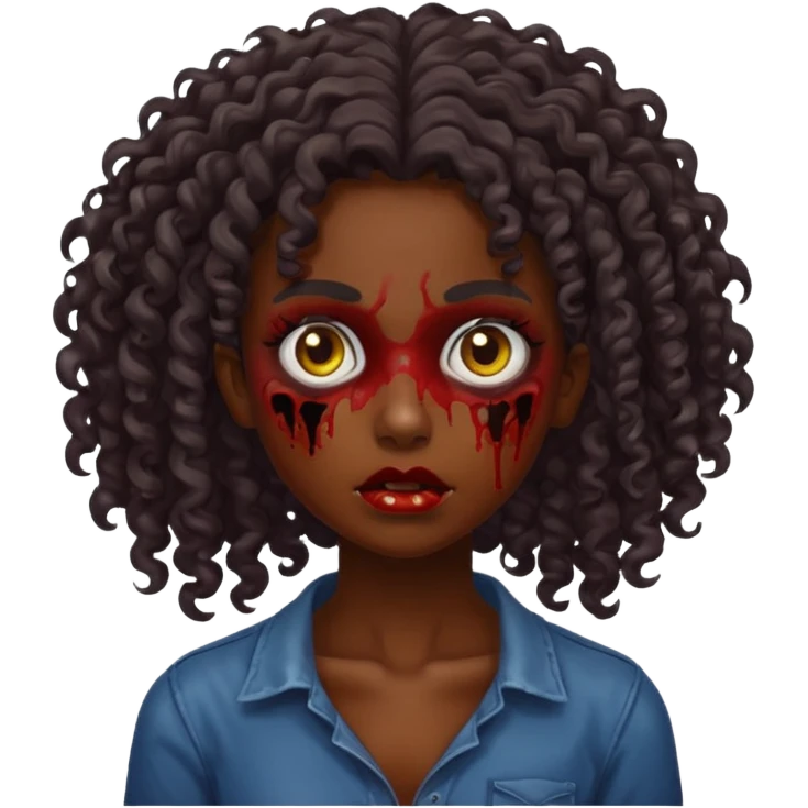 dark-skinned zombie girl with curly hair emoji
