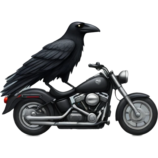 Crow sitting on a Harley emoji