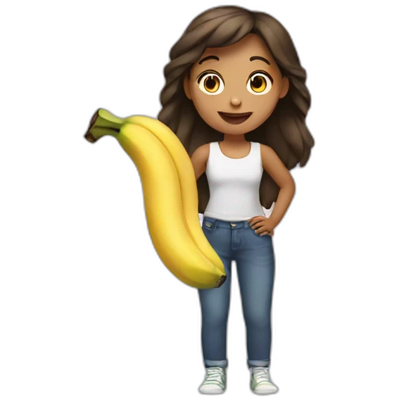 girl holding a banana emoji