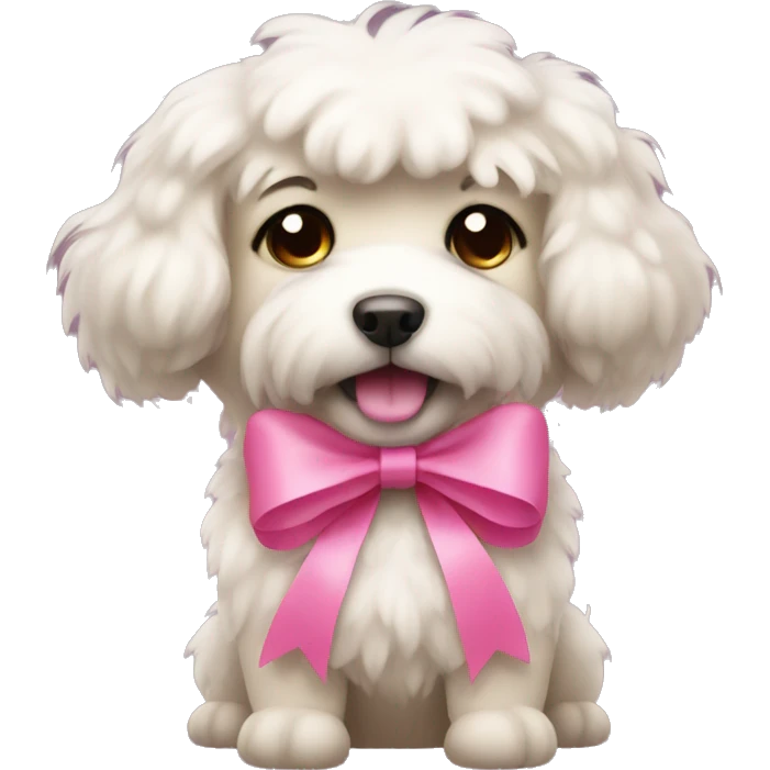 Fluffy dog with a pink bow  emoji