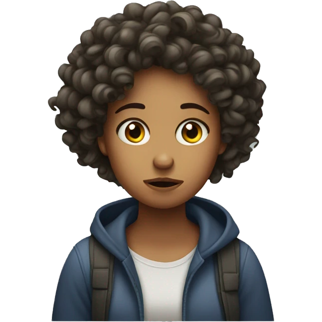 confused and annoyed girl with curly hair  emoji