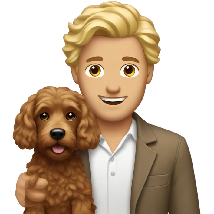 blonde man with a brown cockapoo  emoji