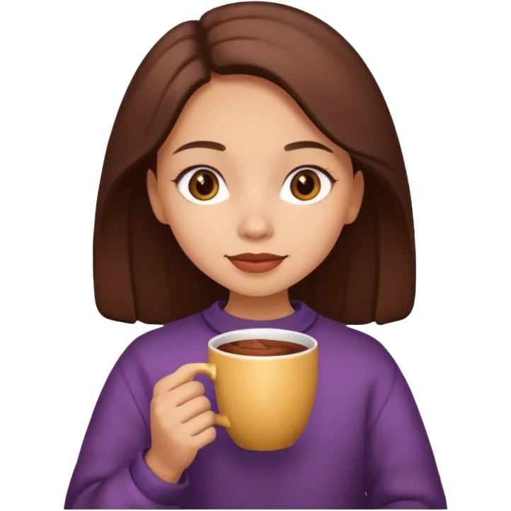 Home vibes, and girl with cacao in hands emoji