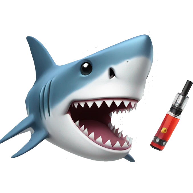 shark holding a vape emoji