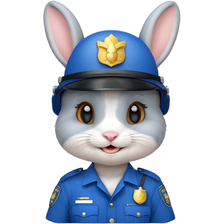 cute Rabbit police, blue uniform including helmet of uniform emoji