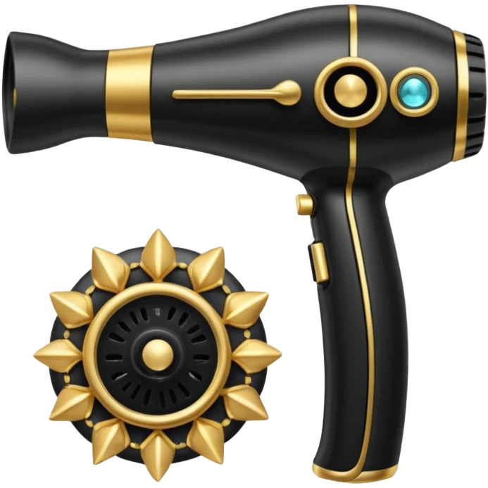 black blow dryer covered in jewelry emoji