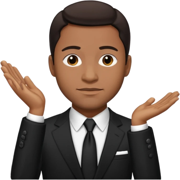Andre Rison (b.1967) with dark brown hair, black suit emoji