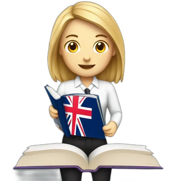 english teacher with british flag and textbook emoji