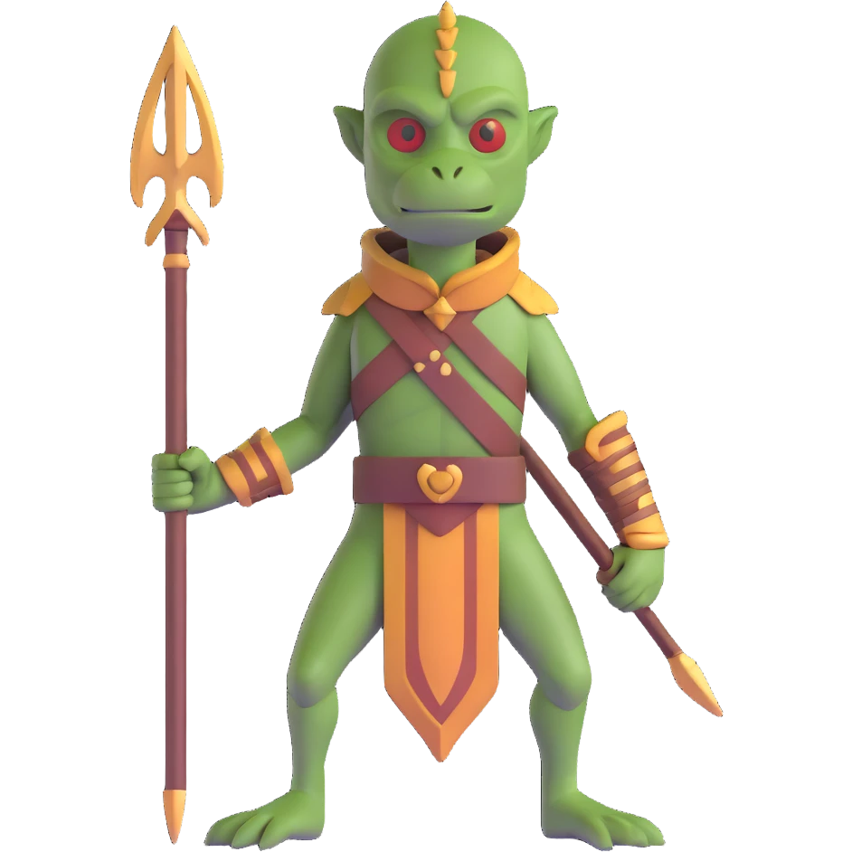 reptilian humanoid troglodyte warrior with spear from Heroes of Might and Magic 3 emoji