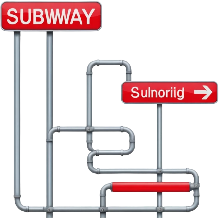 Map Panel – red route diagram, Subway Sign. emoji