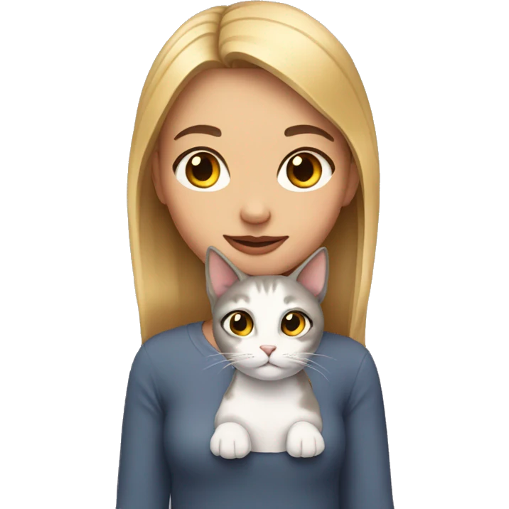 Girl with cat  emoji