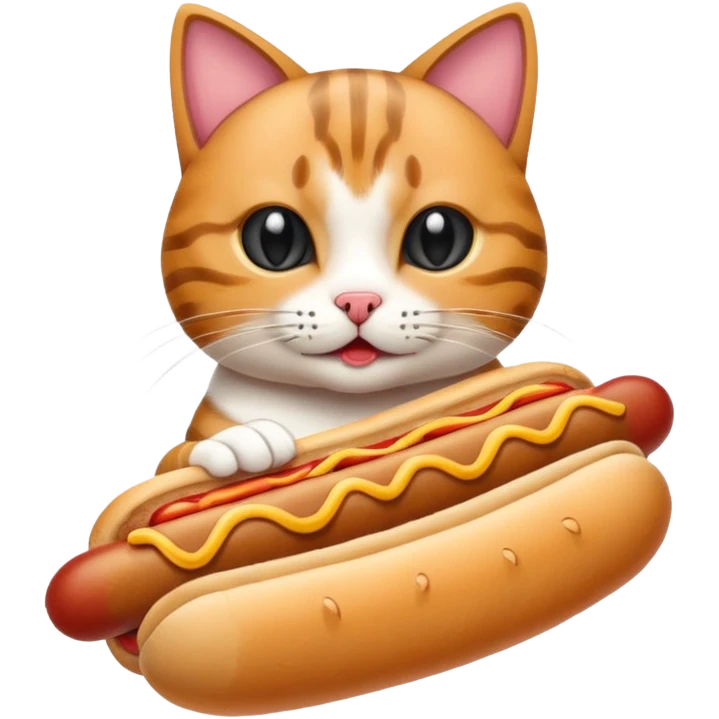 Cat eats hotdog emoji