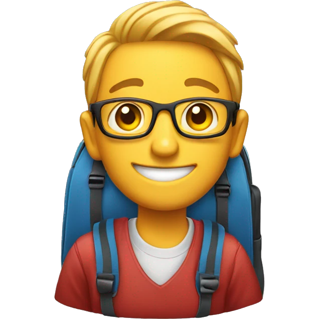 with school bag smiling emoji