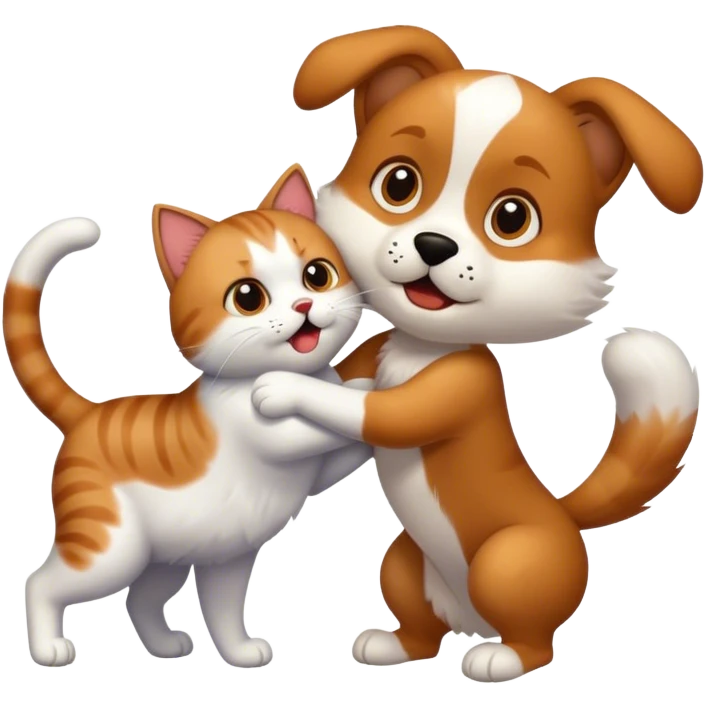 Dog hitting a cat emoji