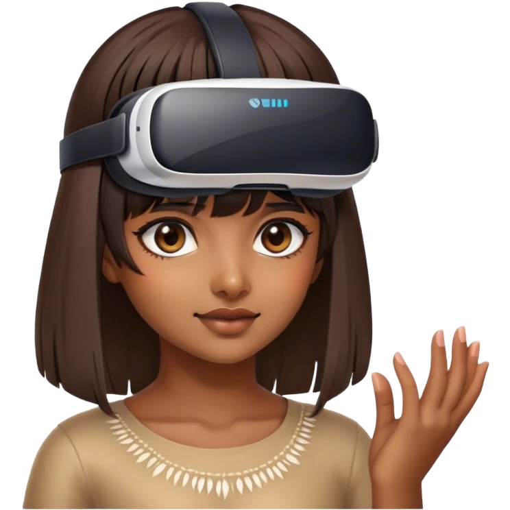 indian girl with bangs and vr headset o emoji