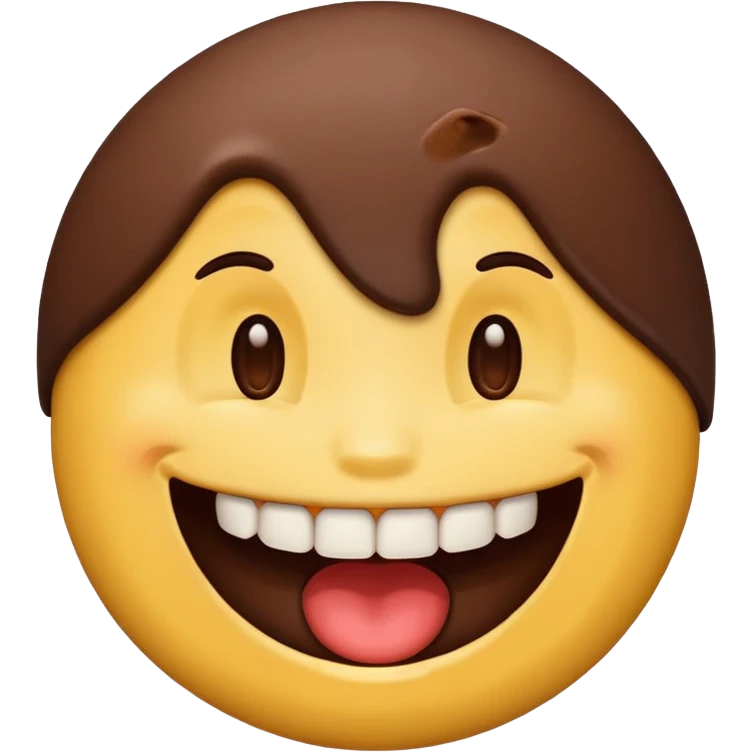 iPhone emoji face smiling with 2 large buckteeth that has chocolate on the teeth emoji