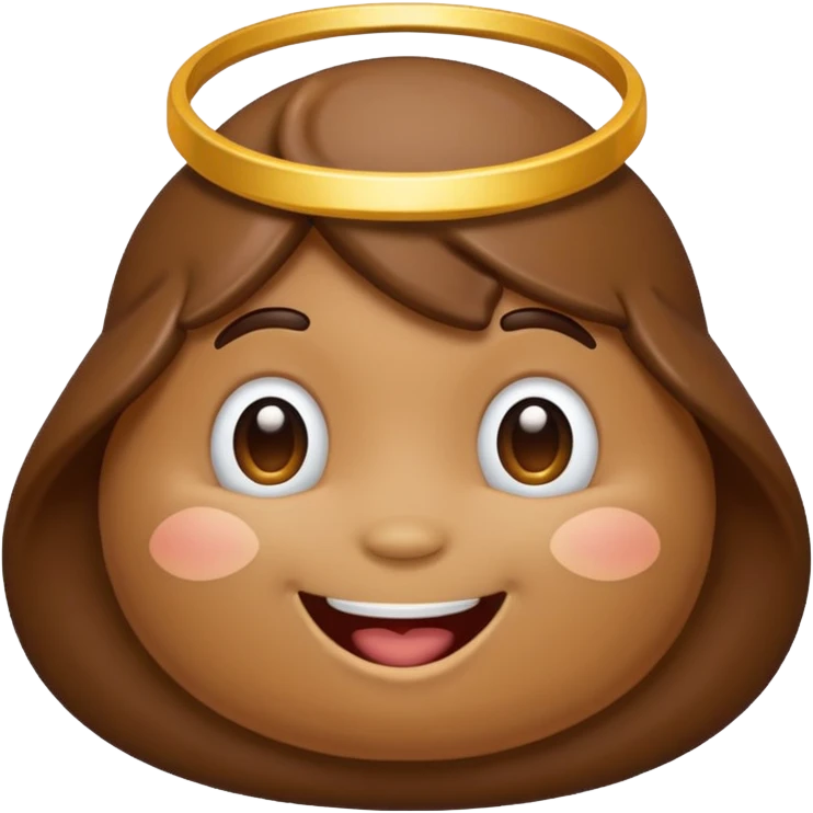 Poop emoji with a halo emoji