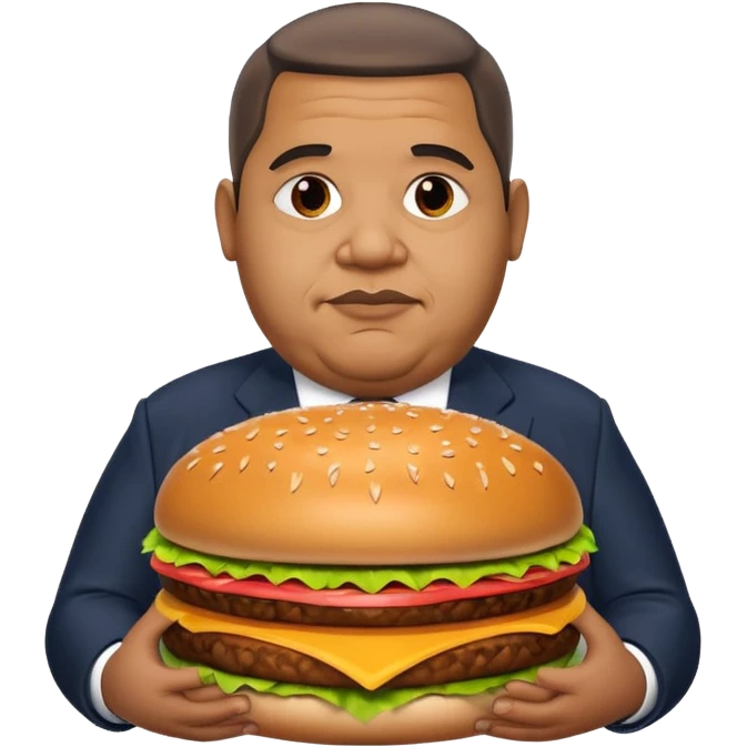 obese obama with giant hamburger emoji