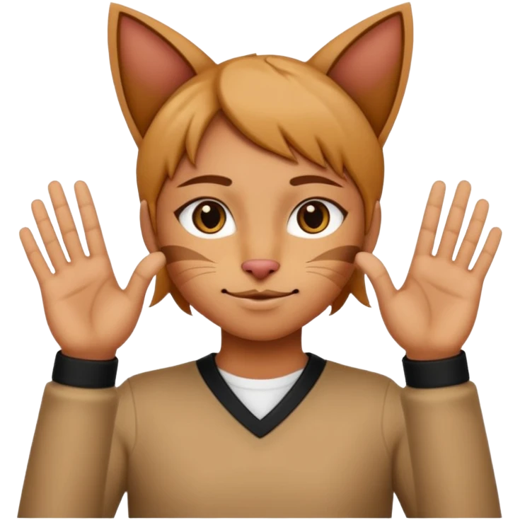 손을 브이모양으로 꺾어서 고양이 귀처럼 만든 포즈를 한 사람 emoji
