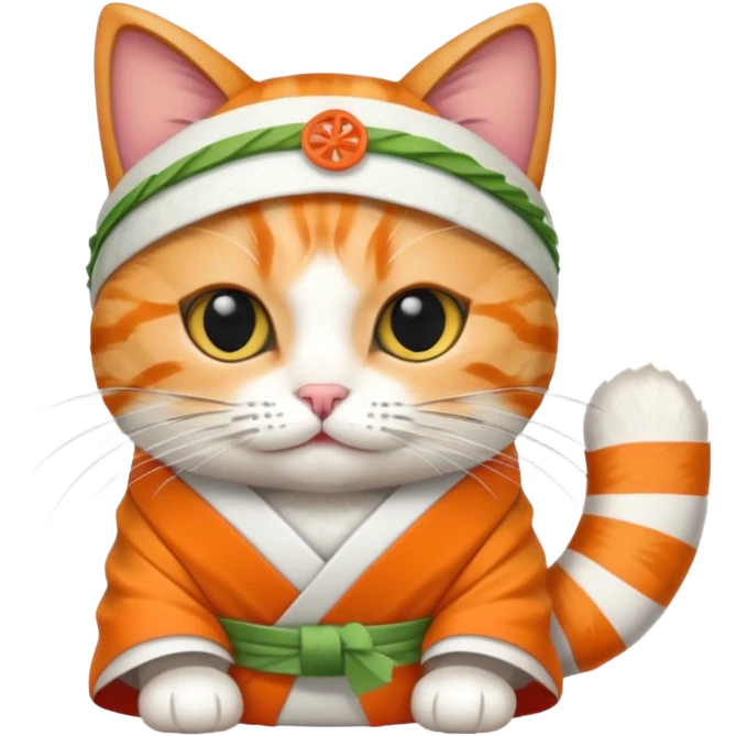 cat dressed as sushi for halloween emoji