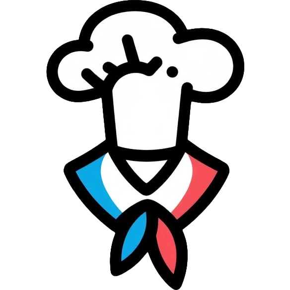 a pastry chef with a blue, white, and red collar emoji