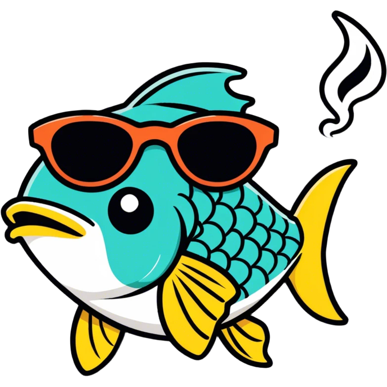 Fish smoking a blunt with sunglasses  emoji